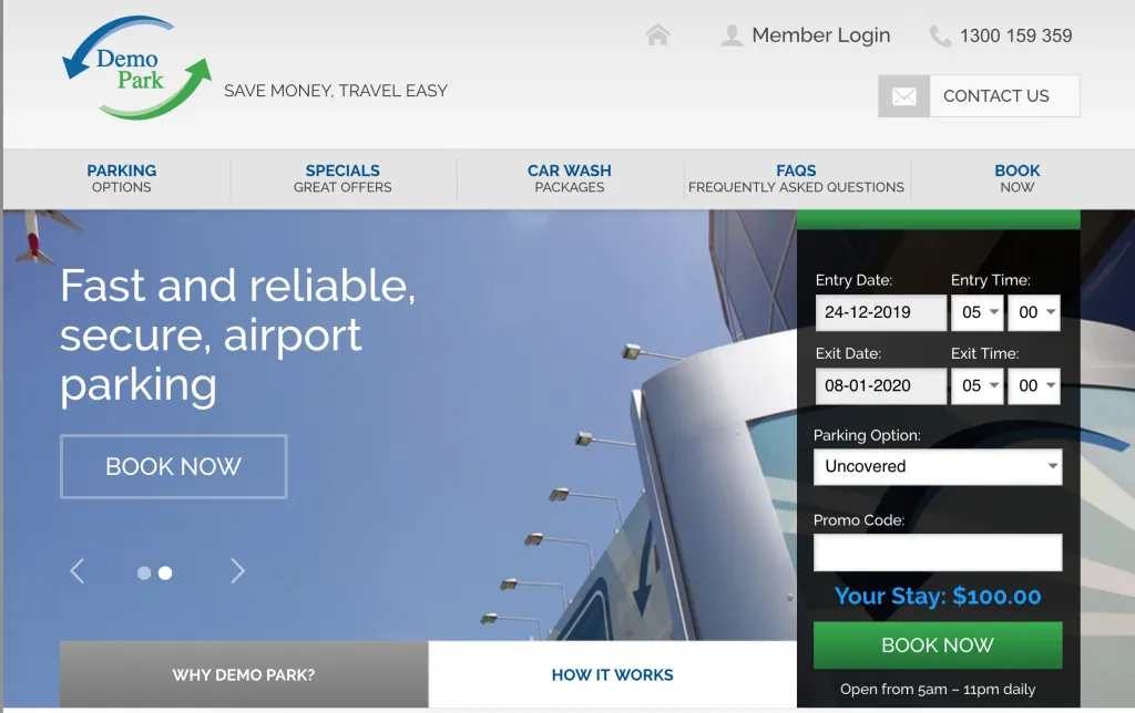A customer booking page quoting the capped holiday price